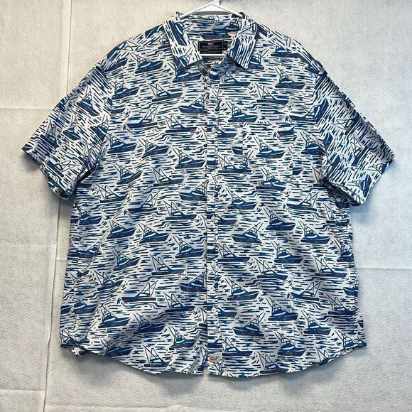 VINEYARD VINES Men’s Button-Up Shirt XXL Classic Fit Murray Sailboat Print Blue - Picture 1 of 10